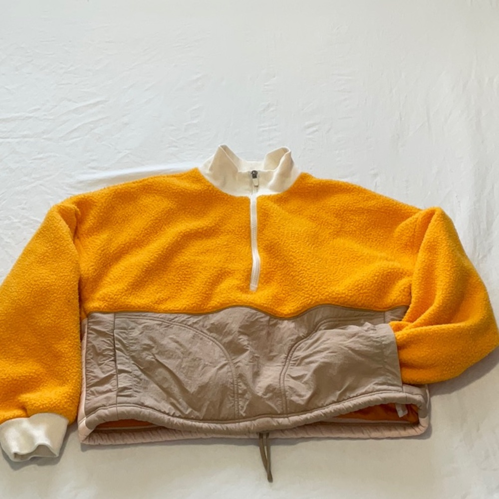 Fabletics Yellow and Tan Crew Neck Sweater
